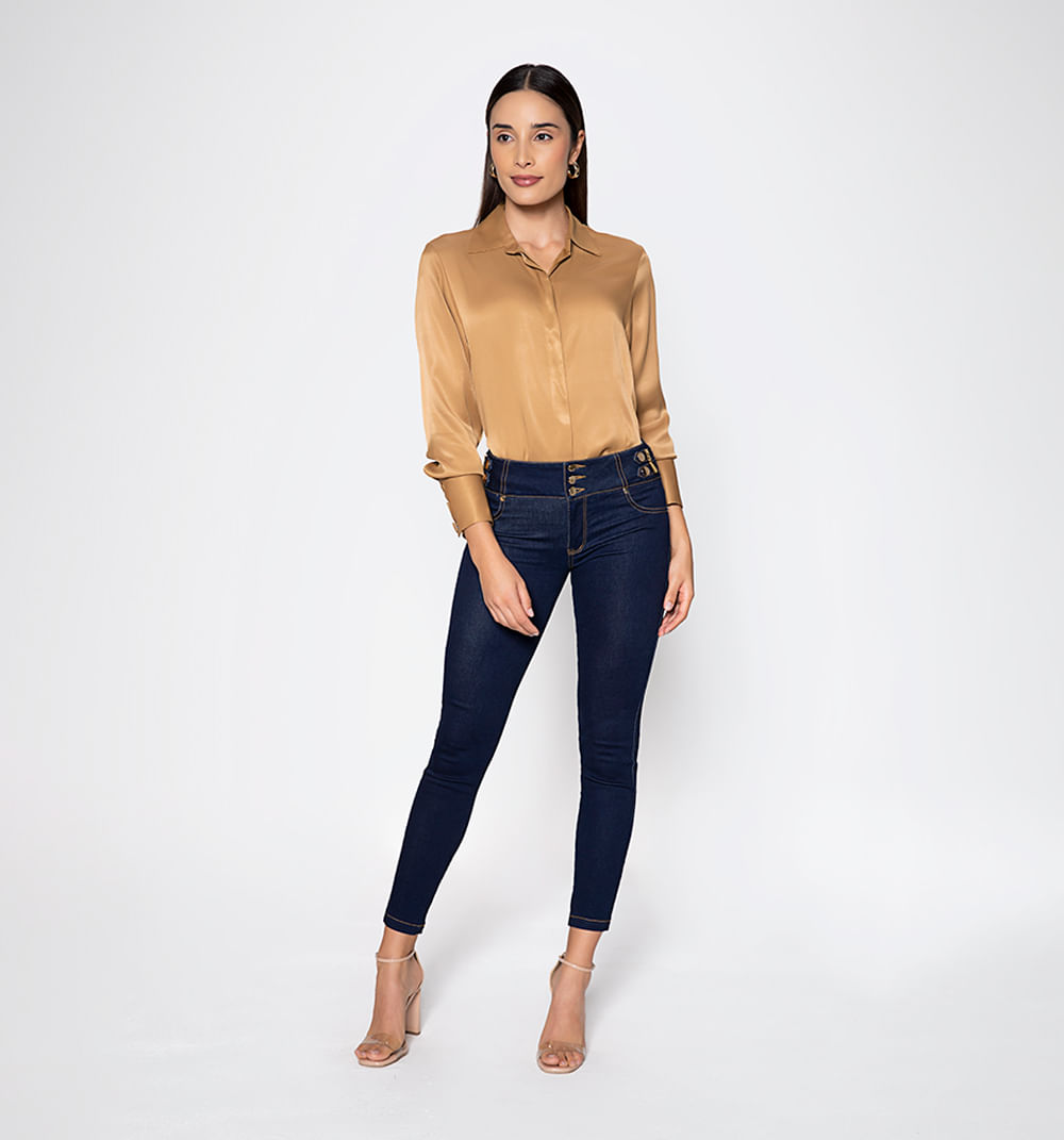 Jean Ultraslim Tiro Medio Con Charretas