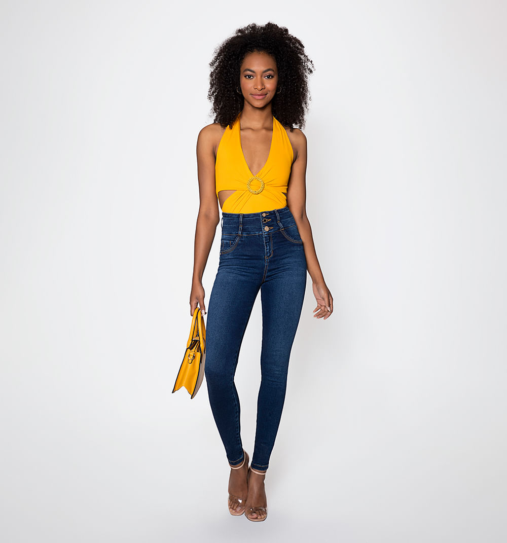 Jean Ultra Slim Pretina Ancha Con Corte