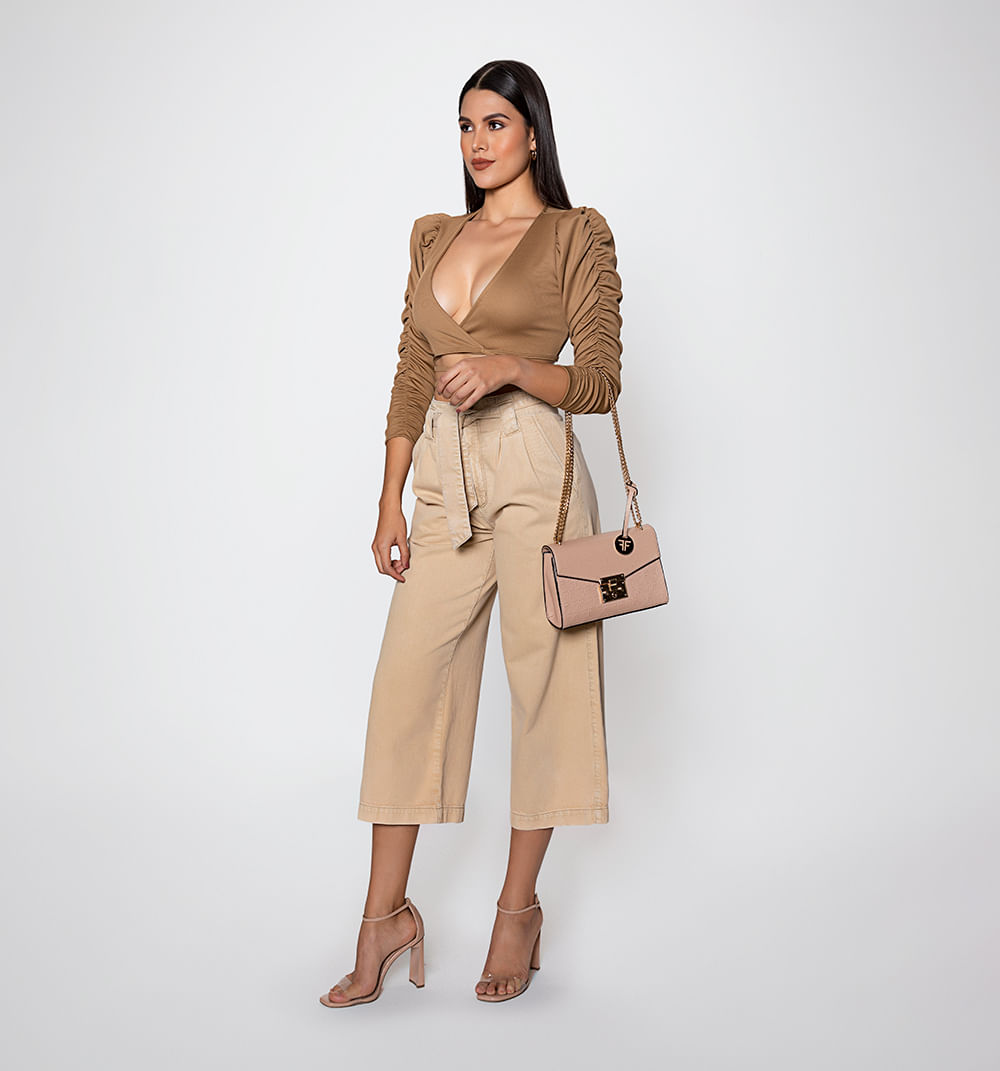 Jean Culotte Tiro Alto Con Cinturon  Y P