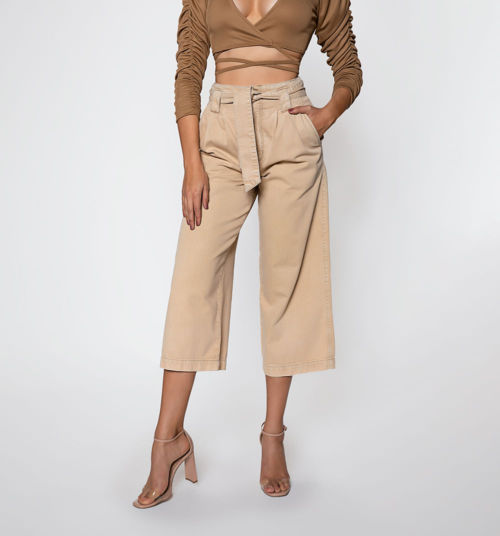 Jean Culotte Tiro Alto Con Cinturon  Y P