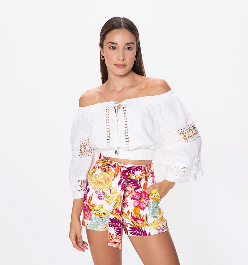 Crop top cuello bandeja new arrivals