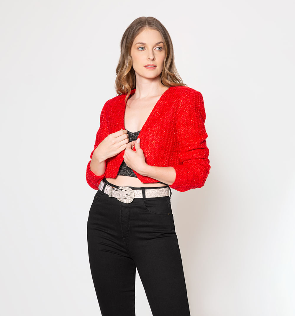 Blazer Crop En Tweed