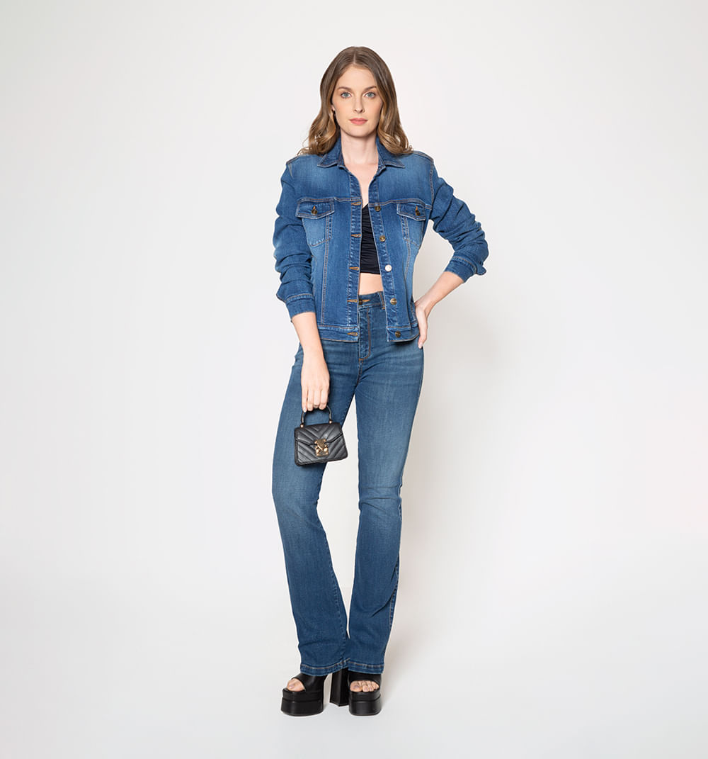Chamarra Basica Denim Tono Medio