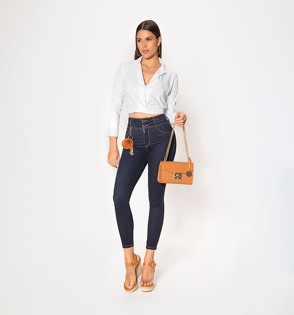 Blusa  Manga Larga Frente Cruzado Con Pr
