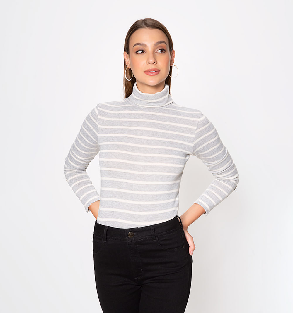 Blusa Manga Larga Con Broches Cuello Tor