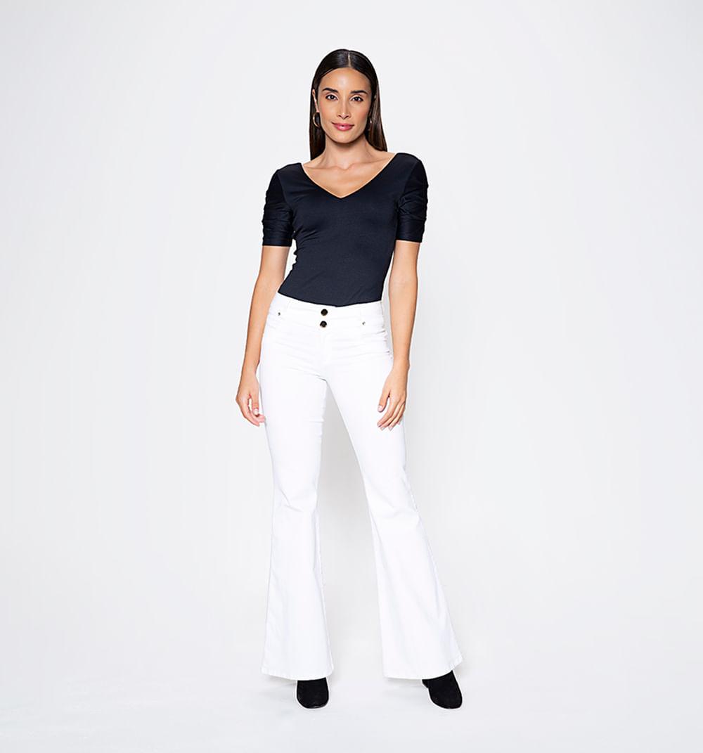 Jeans Campana Cinco Bolsillos Cortes En