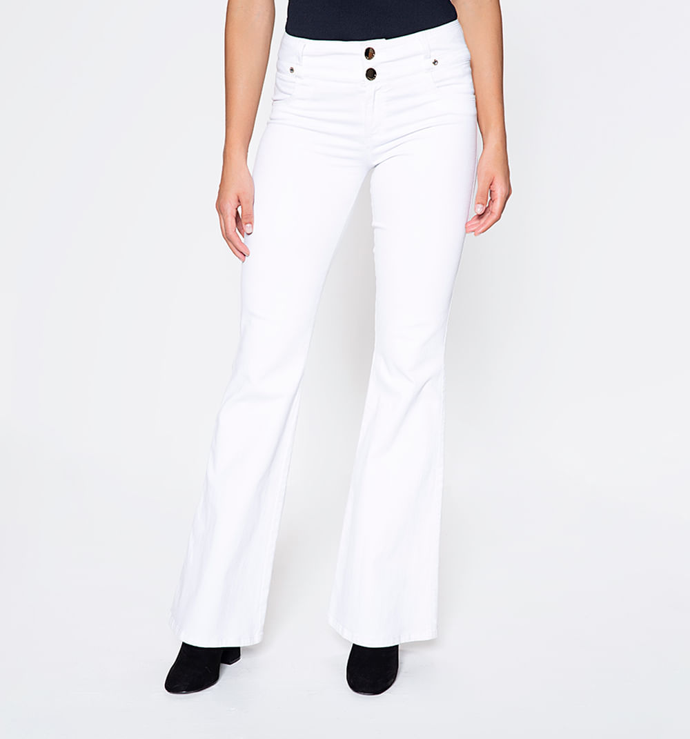 Jeans Campana Cinco Bolsillos Cortes En