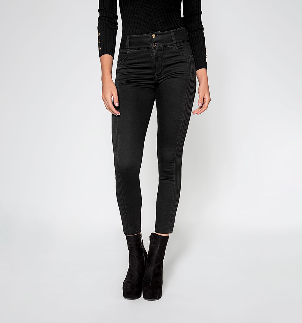 Jean Skinny  Tiro Alto Con Alforzas En C