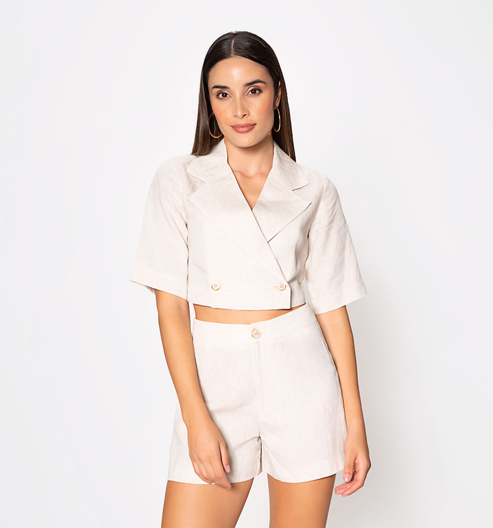 Conjunto Short Corto Y Blusa Con Solapa