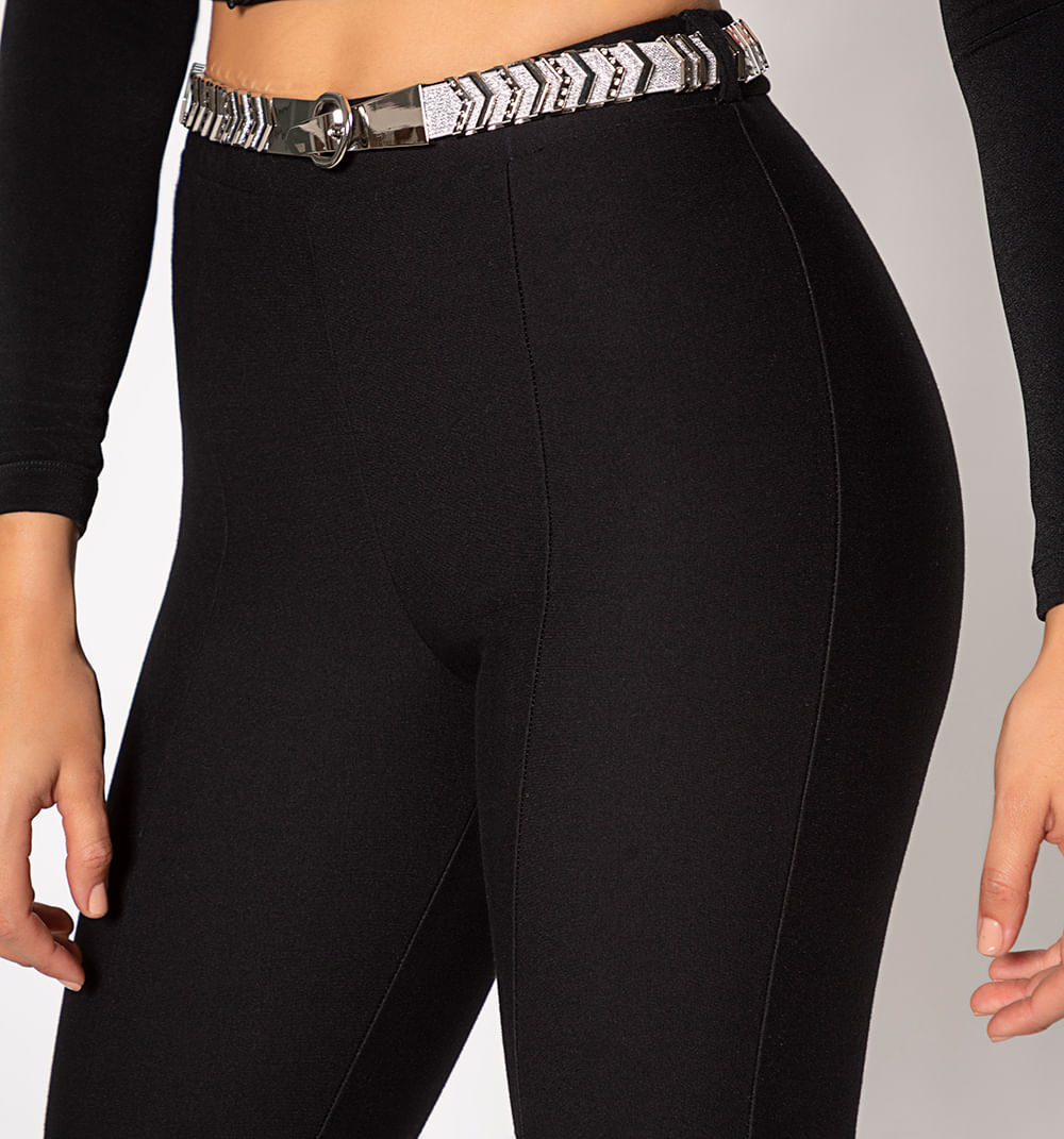 Studio F Leggins Tiro Alto Con Correa Negro