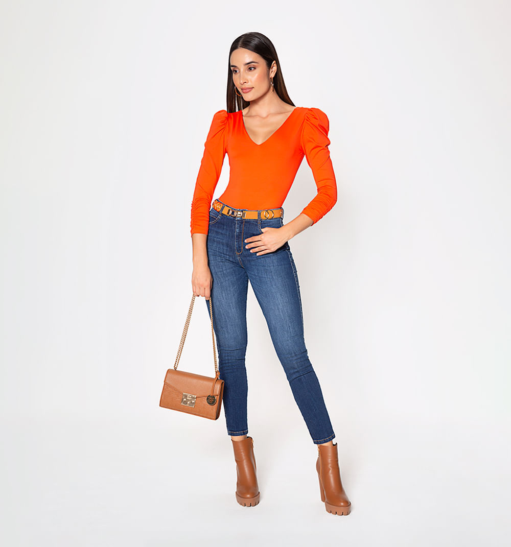 Jean Skinny Tiro Alto, Cinco Bolsillos,