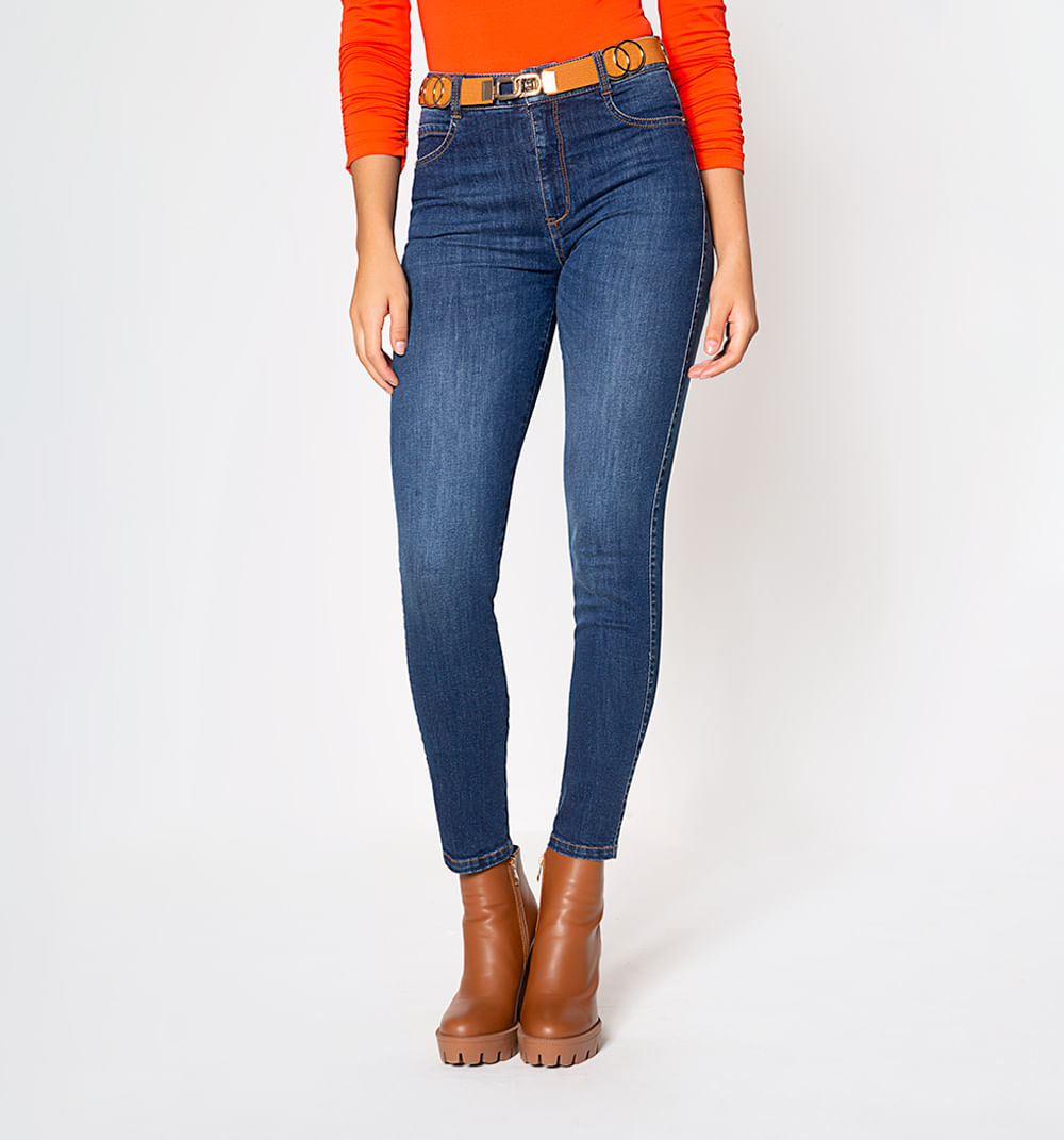 Jean Skinny Tiro Alto, Cinco Bolsillos,