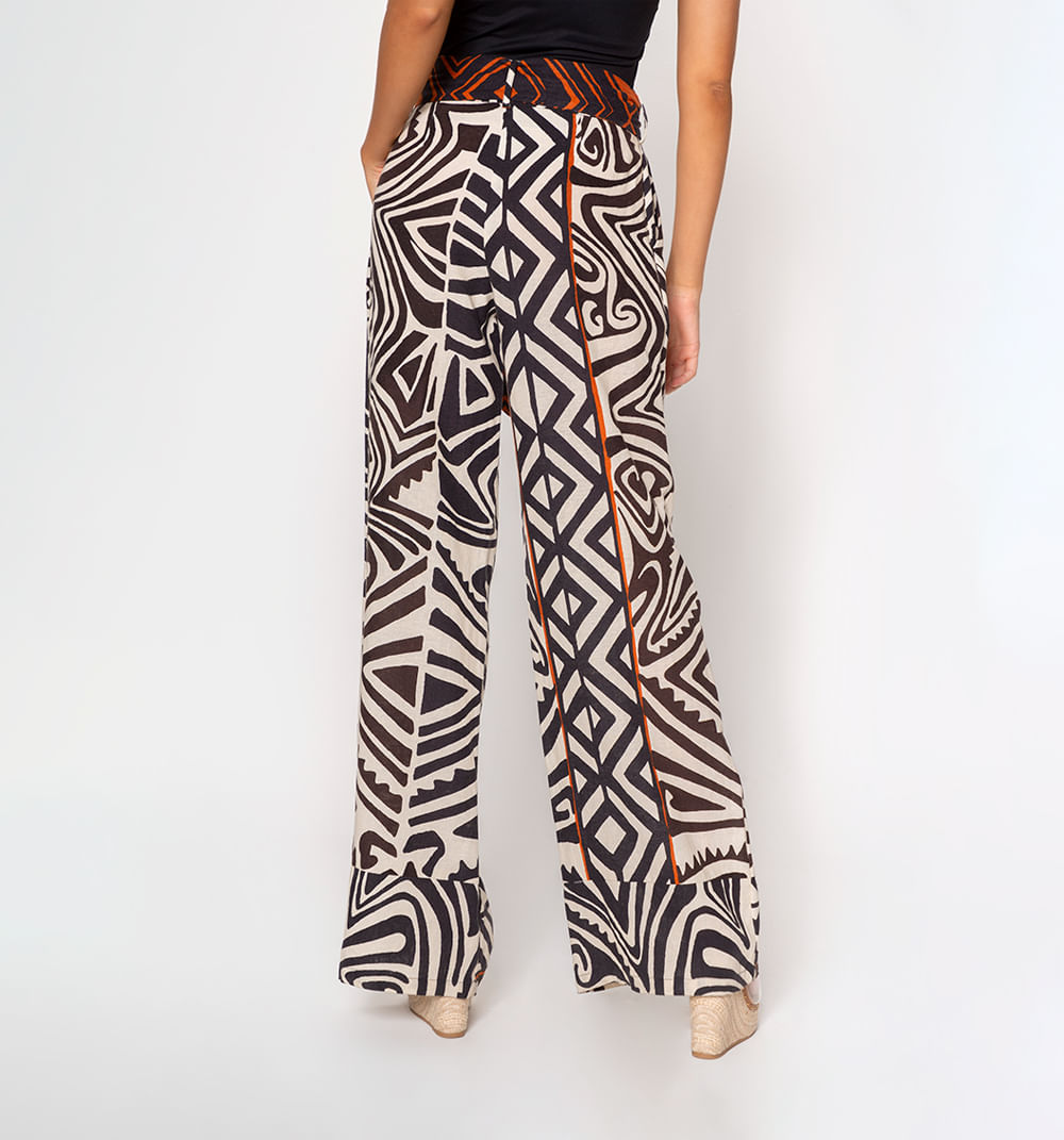 Pantalon palazzo tiro super alto con cor