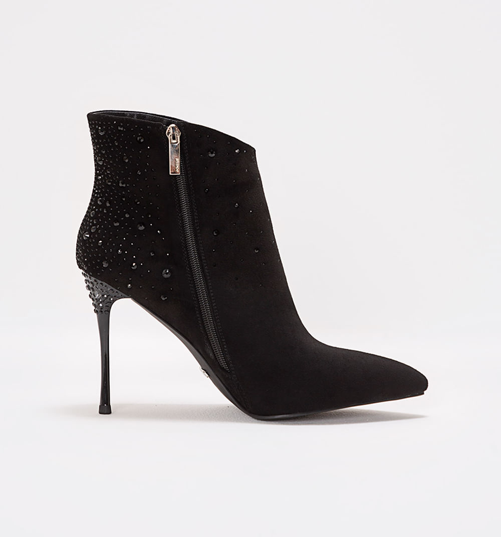 Botín En Suede Tacón Puntilla Con Crista