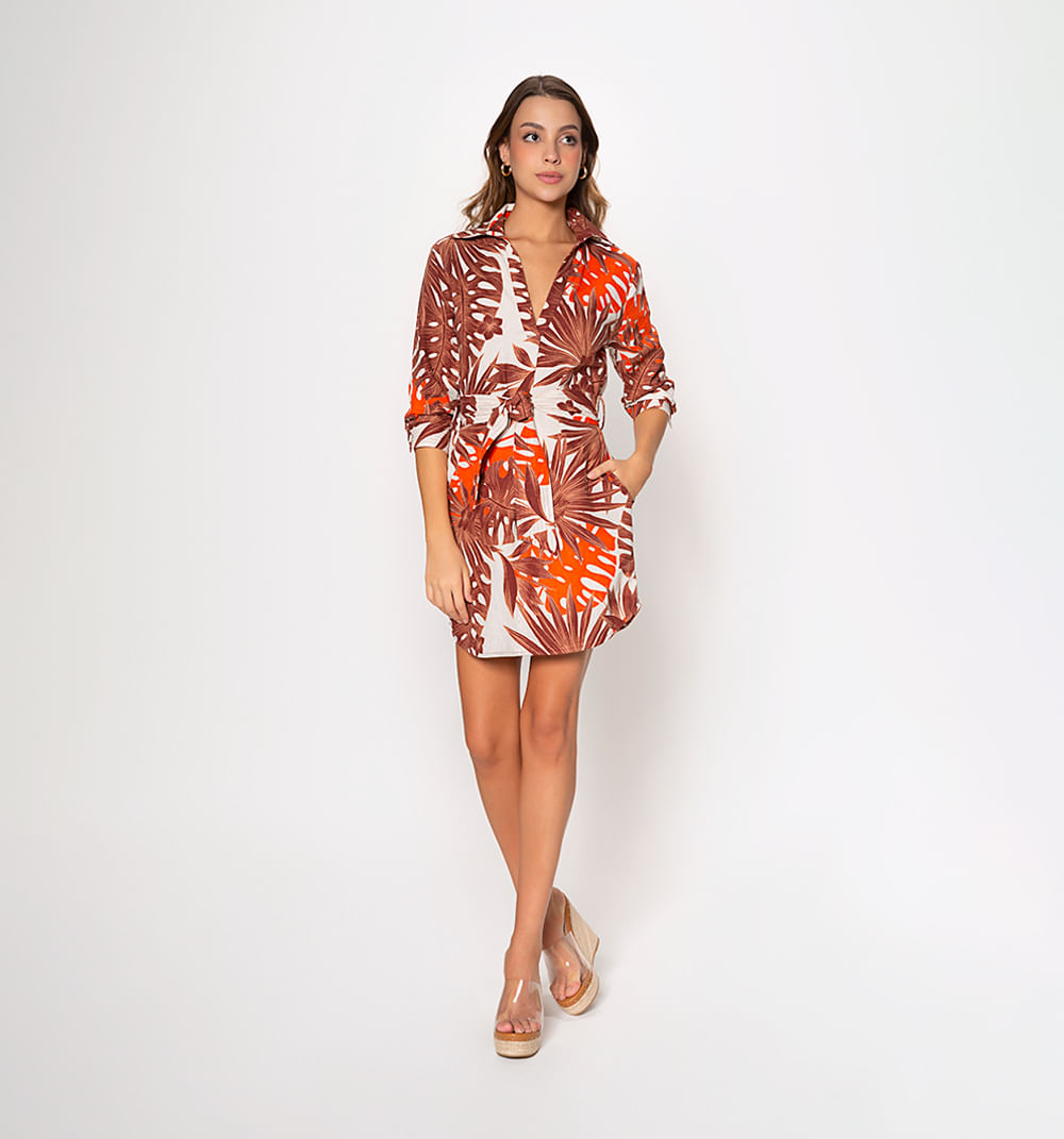 Vestido Corto Tipo Talego Manga 3/4 Con