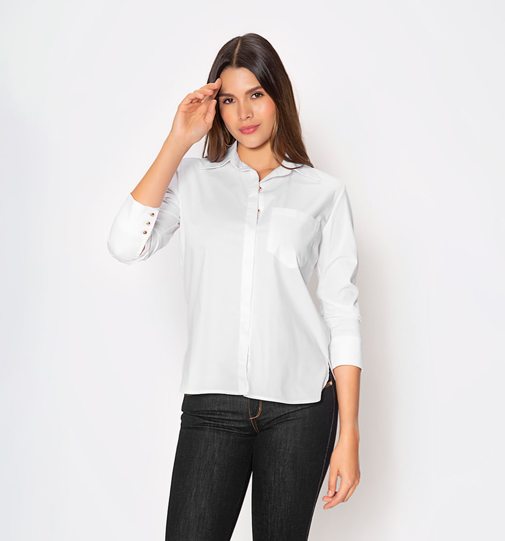 Blusa Camisera Manga 3/4 Con Prences