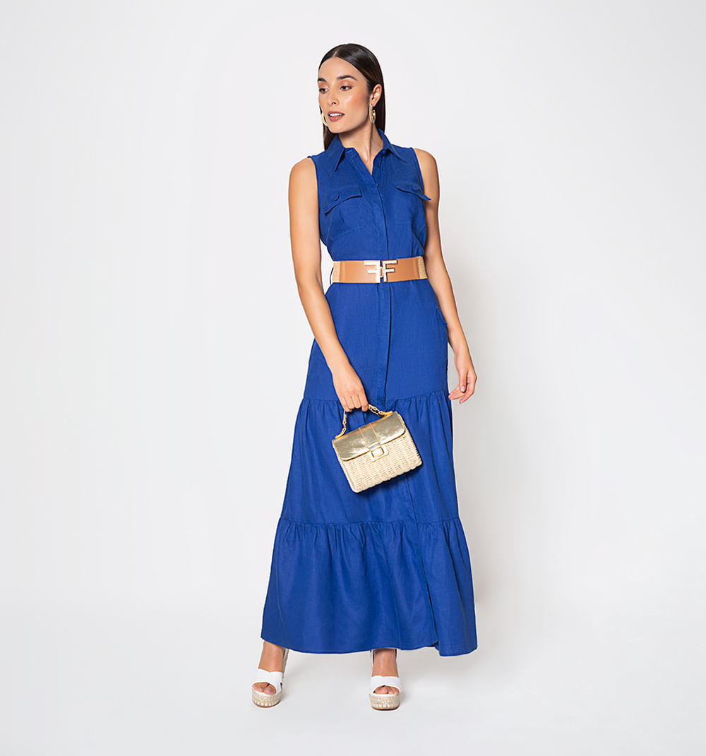 Vestido Sisa Largo Con Bolsillos Y Corre