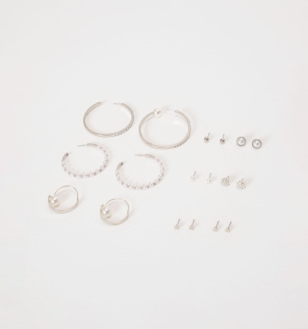 Set Aretes Y Candongas Perlas Con Brillo