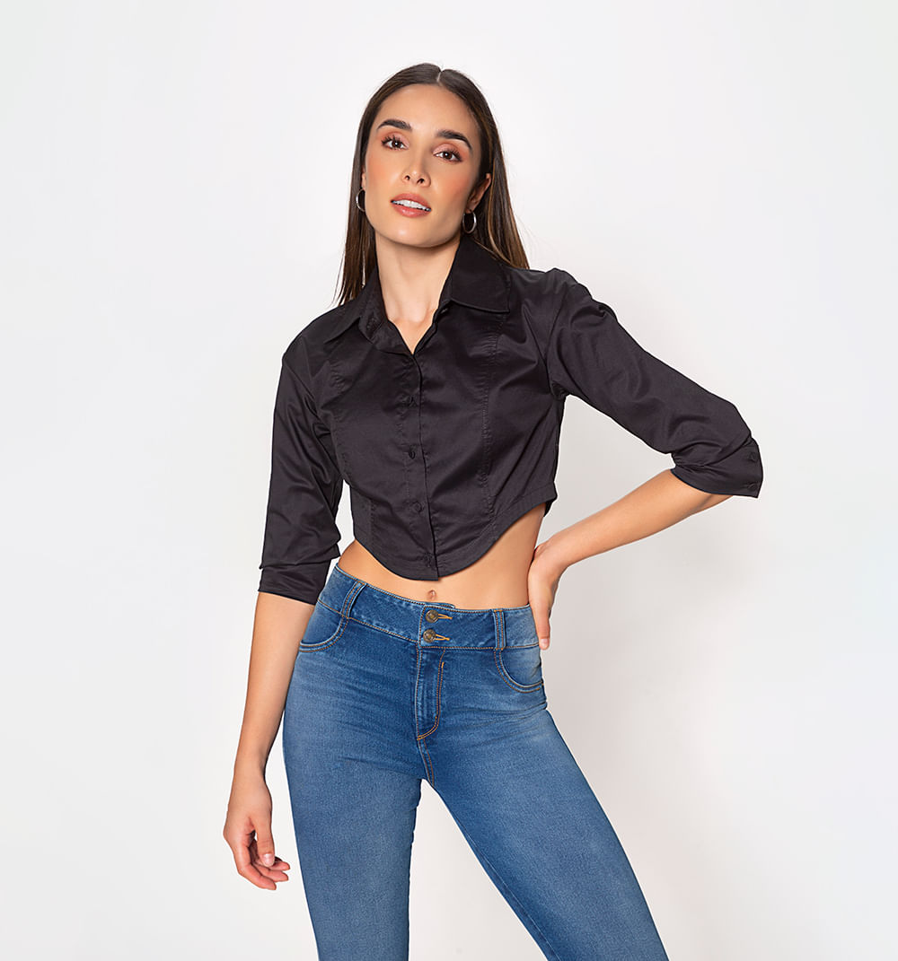 Blusa Corta, Manga 3/4  Puño Ancho