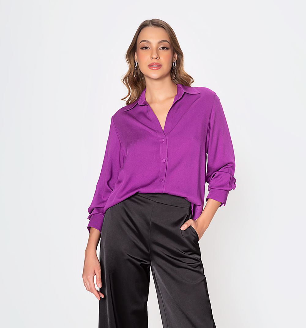 Blusa Camisera Manga Larga Con Puño Anch