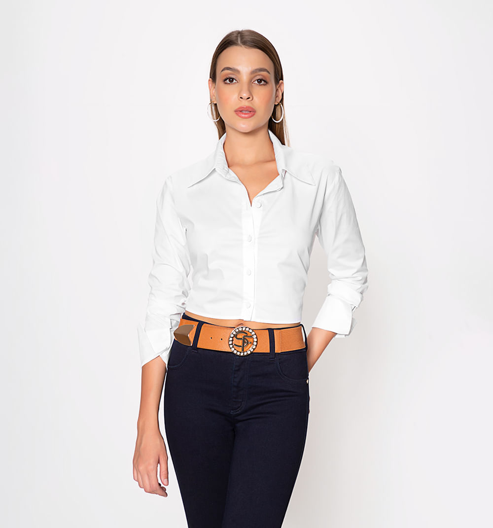 Blusa   Manga Larga Tiras Espalda