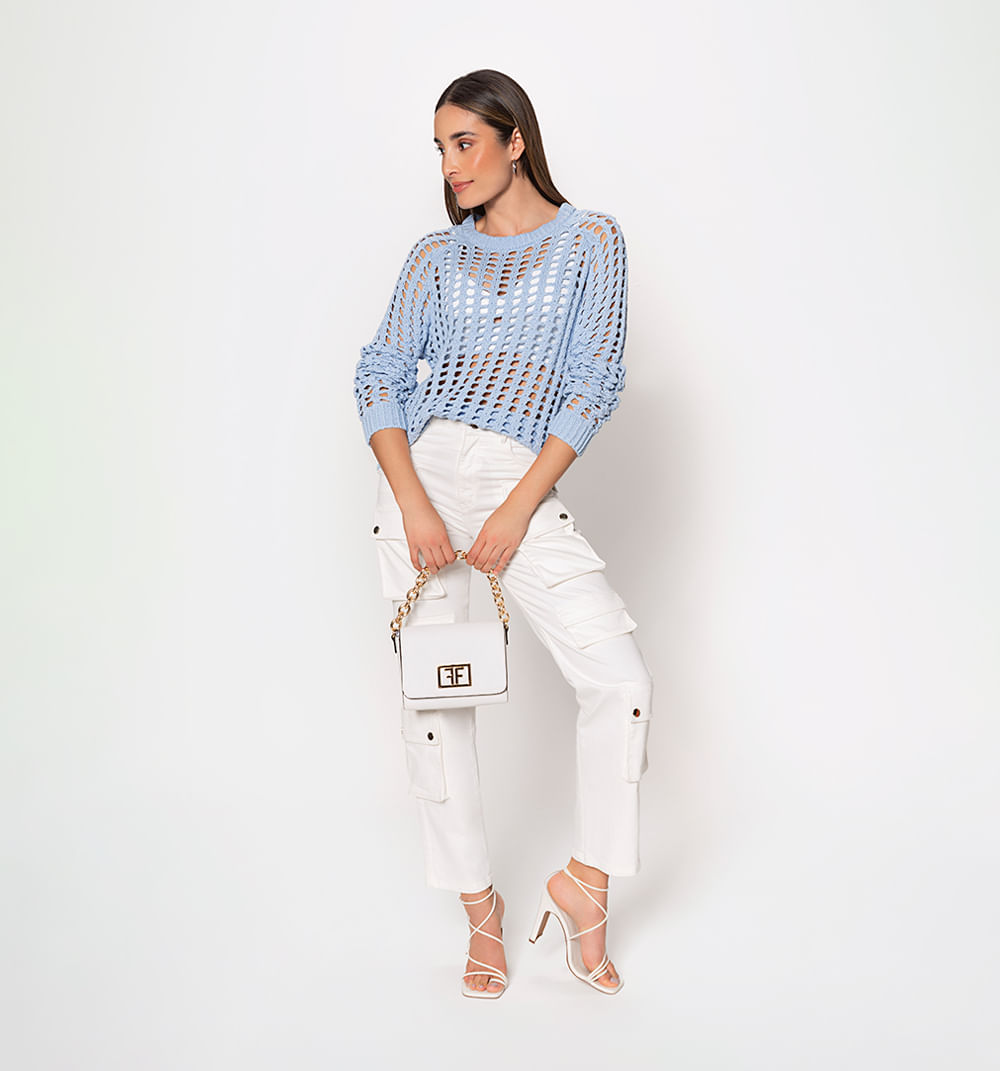 Sueter Tejido Abierto Con Hombro Descubier