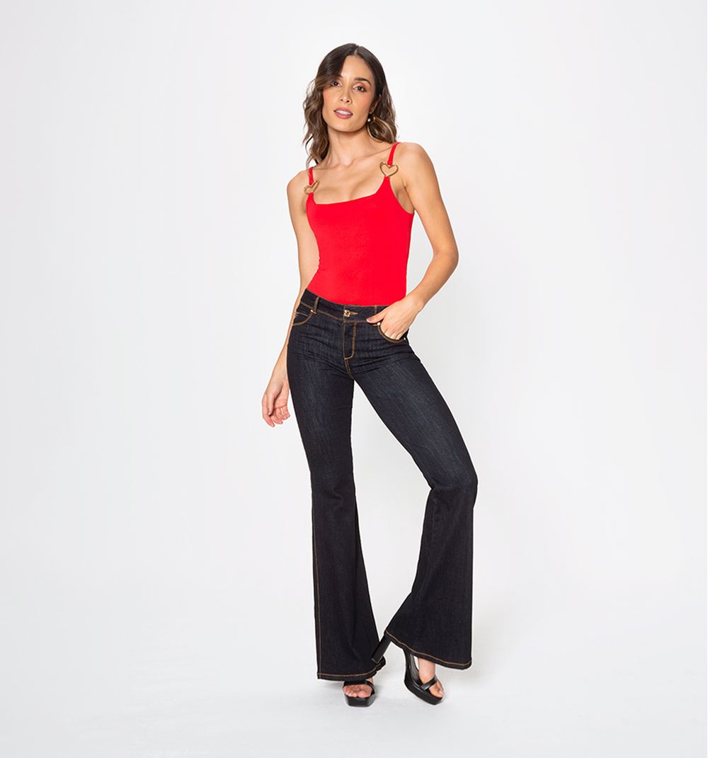 Pantalones jeans acampanados cheap mujer