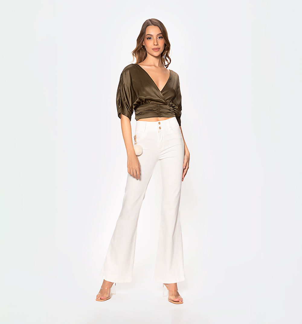 Blusa Manga Corta Con Frente Cruzado Y P
