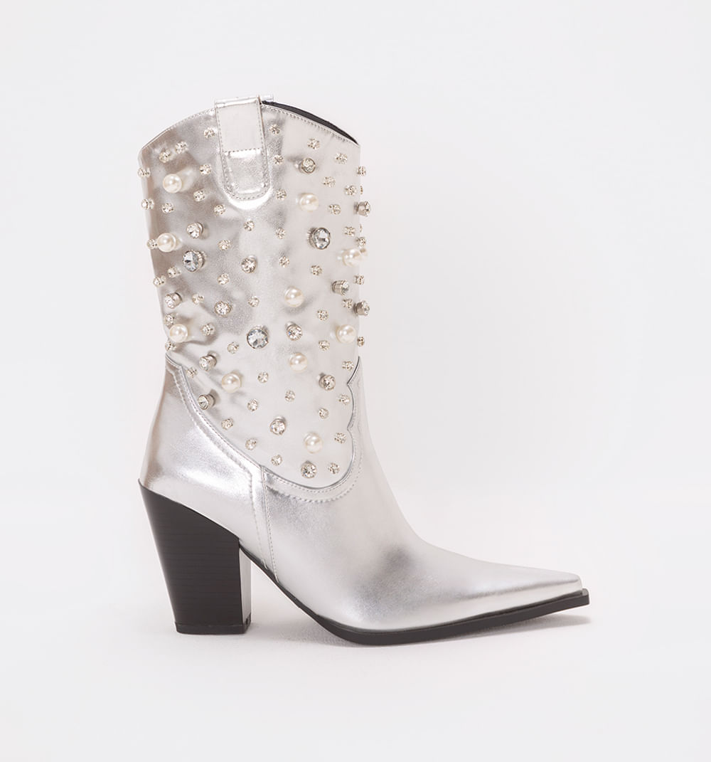 Bota Media Caña Tipo Cowboy Metalizada C
