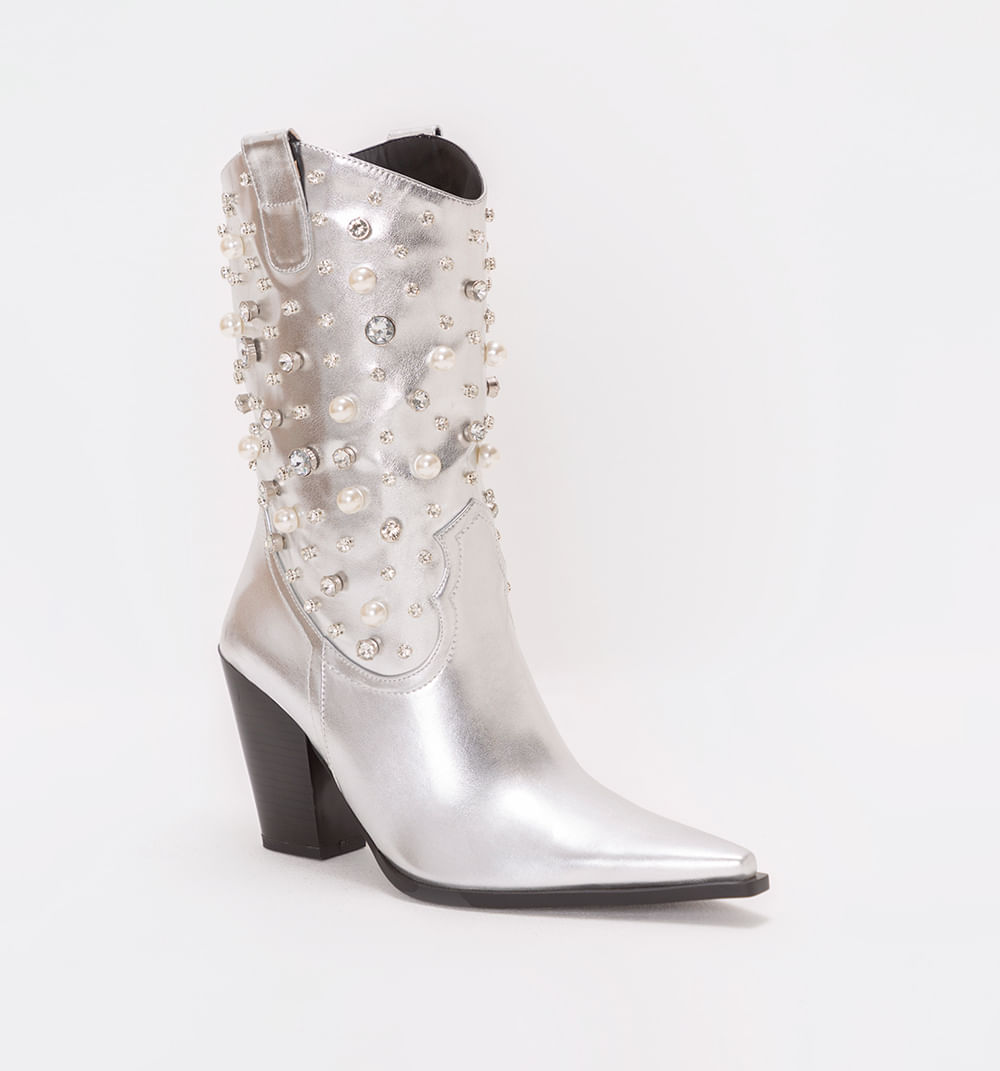 Bota Media Caña Tipo Cowboy Metalizada C