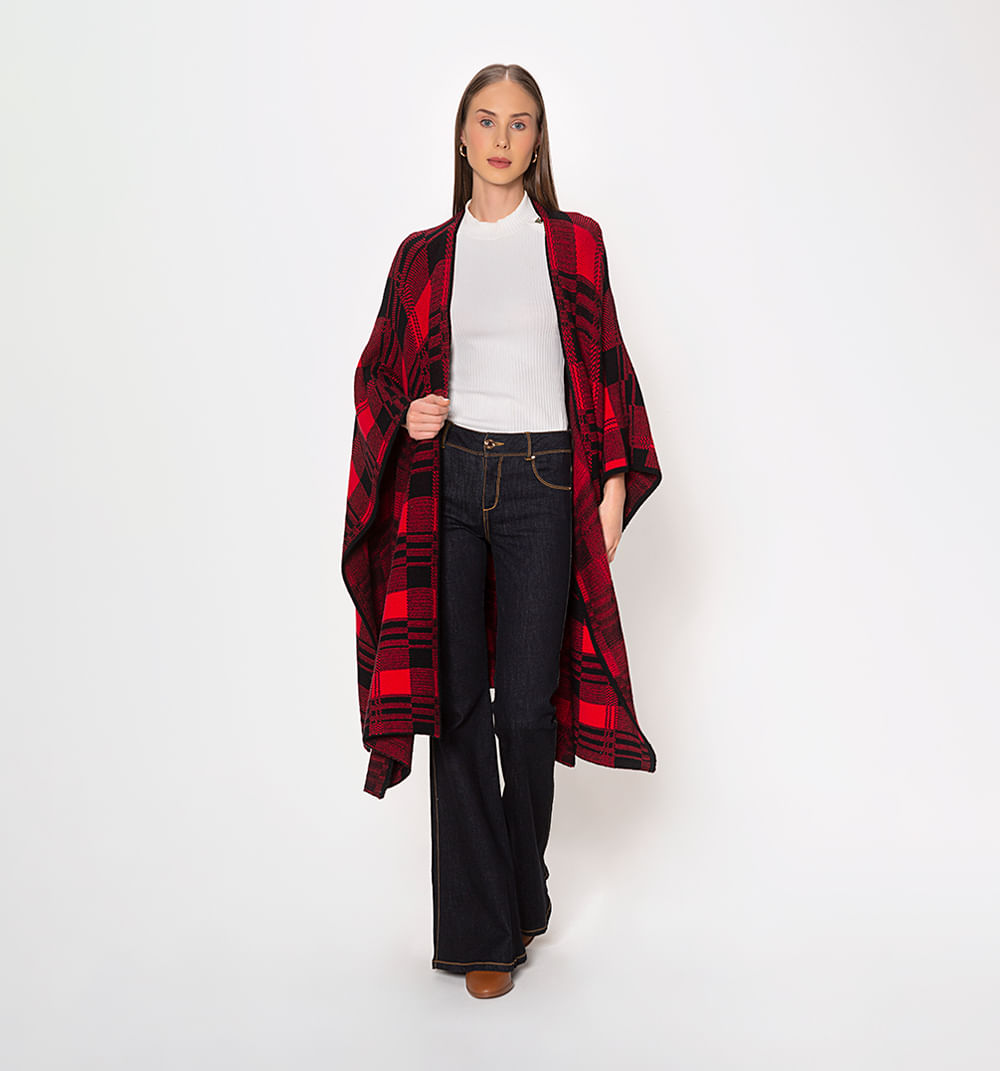 Poncho De Cuadros Abierto