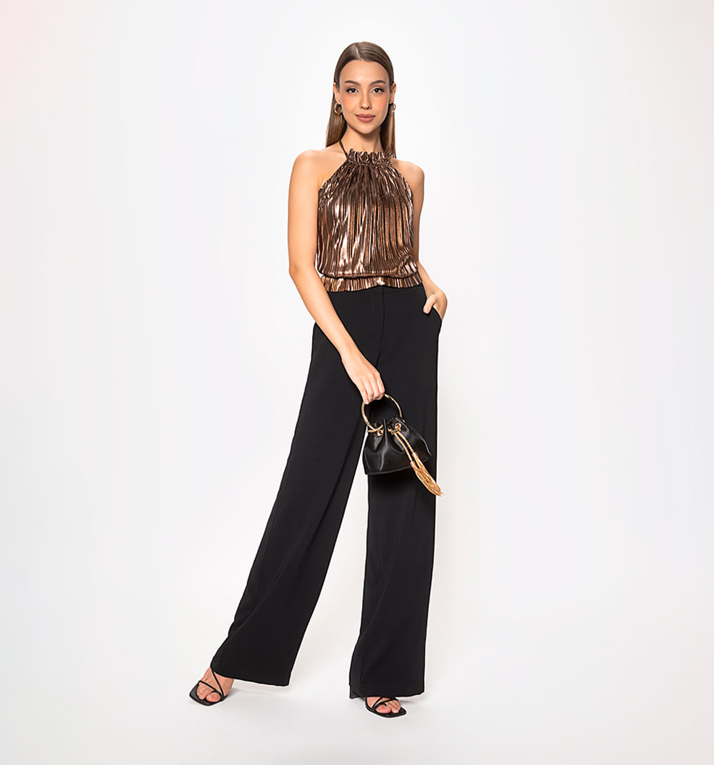 Blusa Cuello Halter Con Cruce De Tiras E