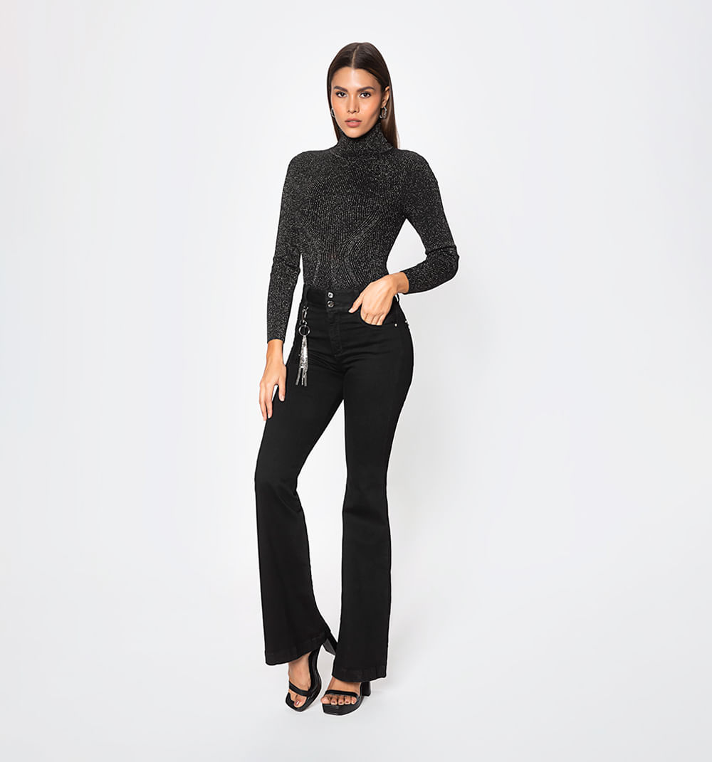 Blusa Tejido Cuello Tortuga Con Lurex