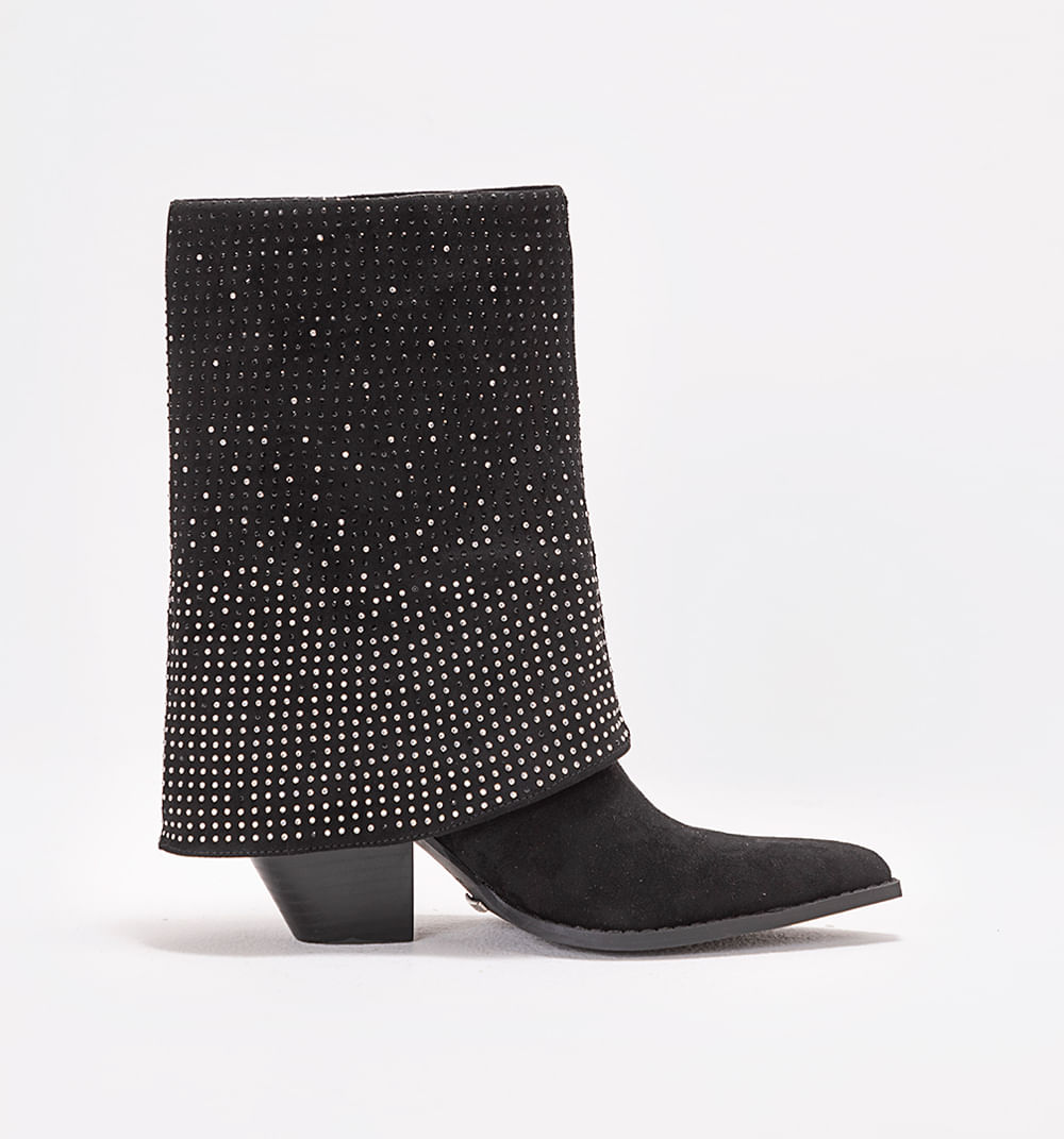 Bota Caña Media En Suede Con Hotfix