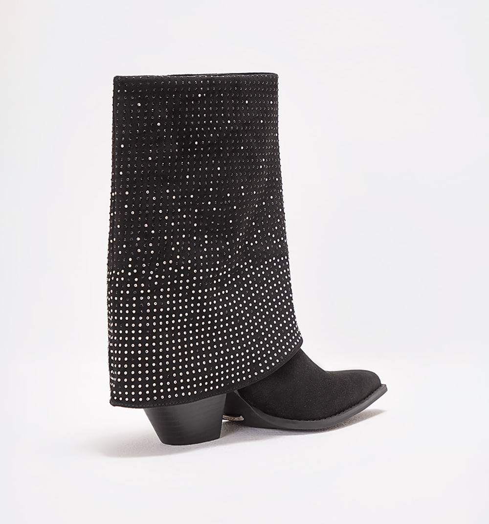 Bota Caña Media En Suede Con Hotfix