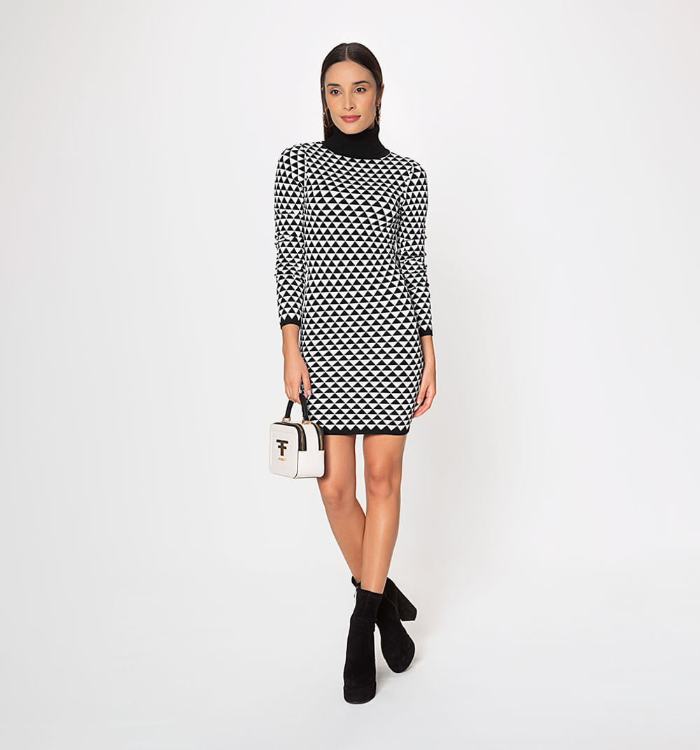 Vestido Tejido Jacquard Manga Larga