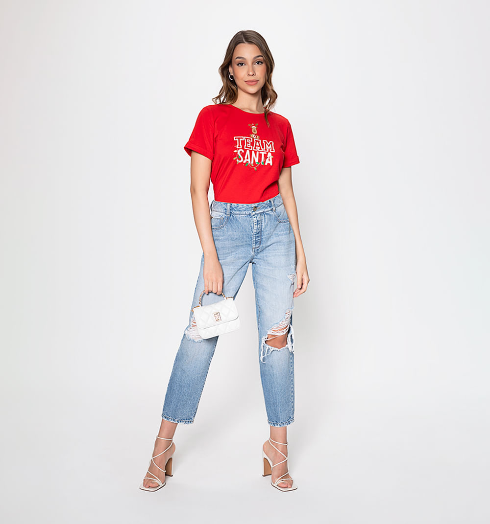 Camiseta Cuello Redondo Estampado Navida