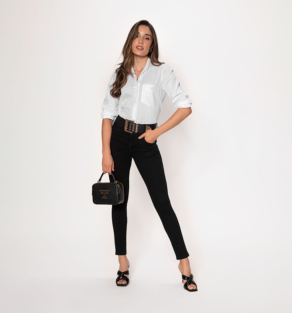 Jean Skinny Tiro Alto, Cinco Bolsillos,