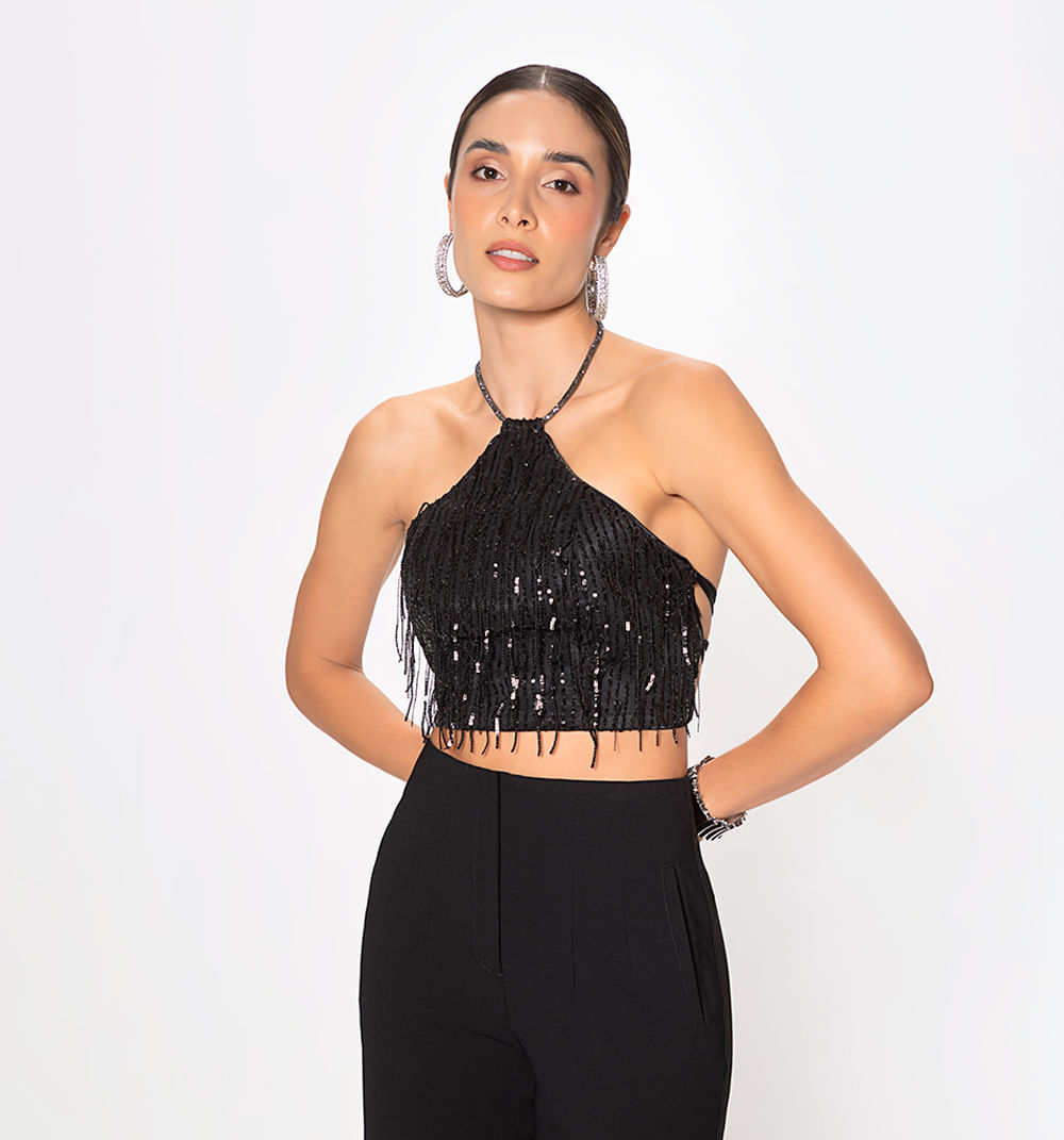Blusa Crop Con Espalda Descubierta Y Tir