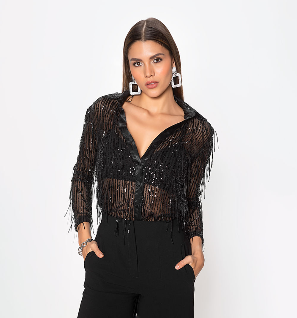 Blusa M/Larga  Cuello Cartera