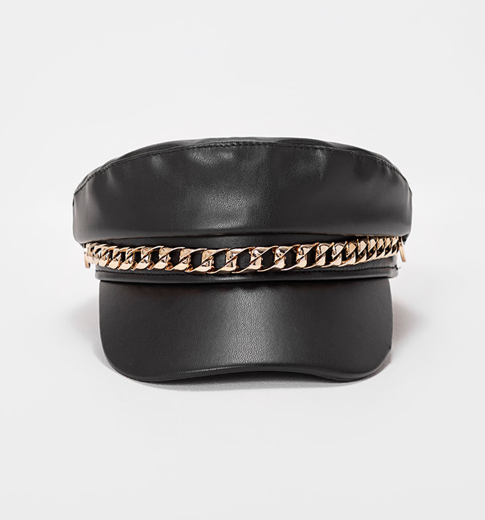 Sombrero Tipo Boina En Pu Con Cadena