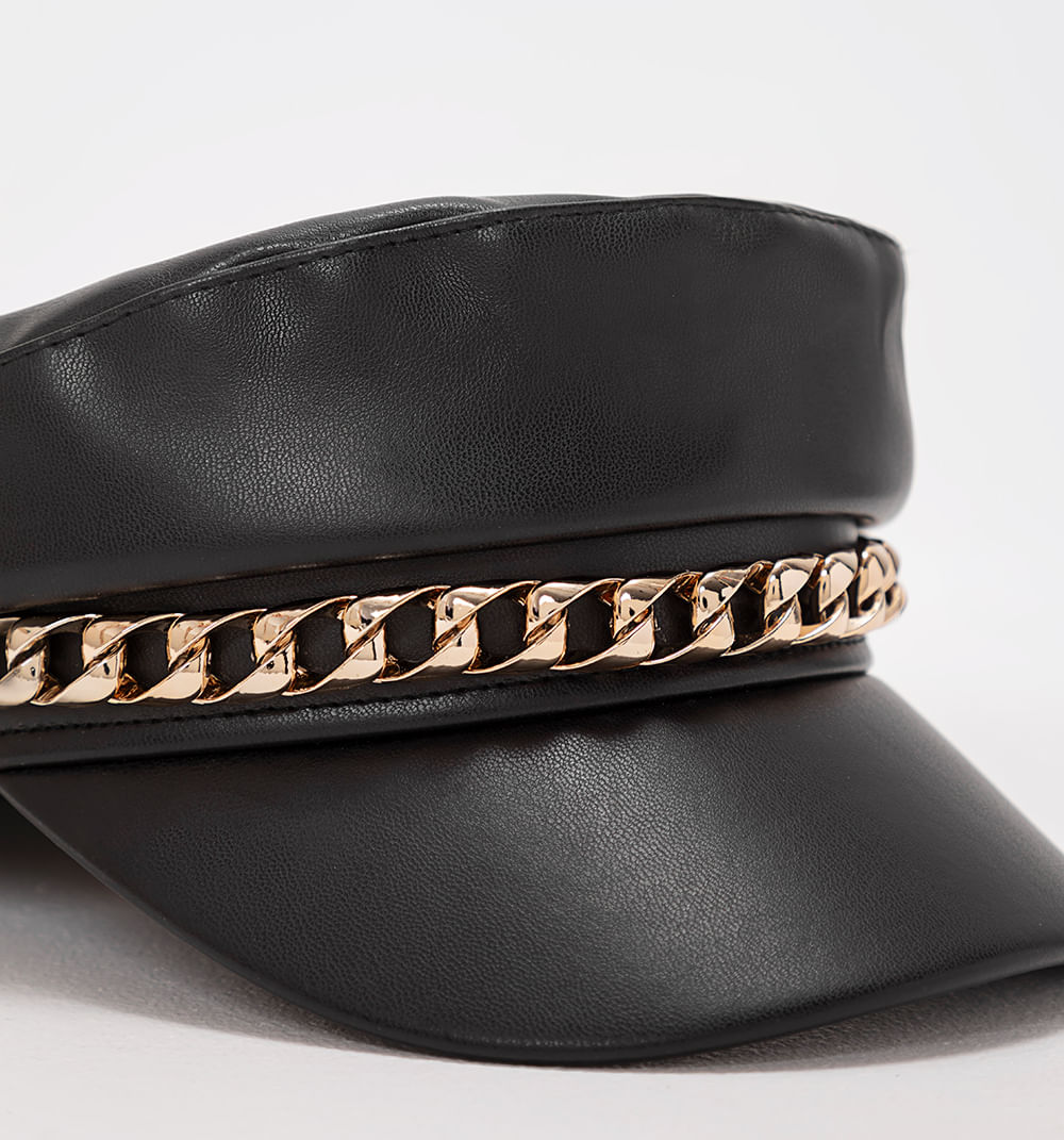 Sombrero Tipo Boina En Pu Con Cadena
