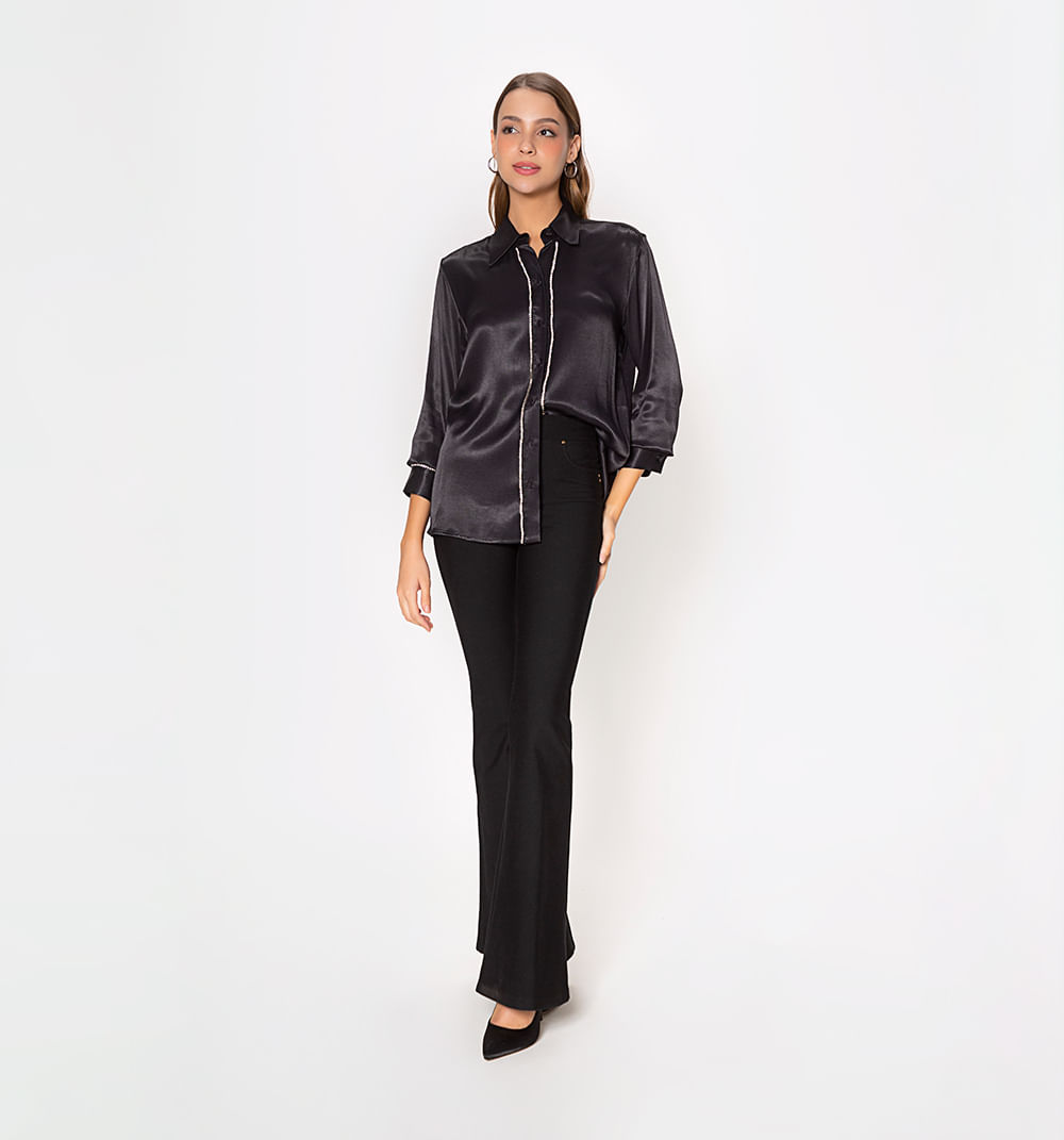 Blusa Camisera Manga Larga Con Decoracio
