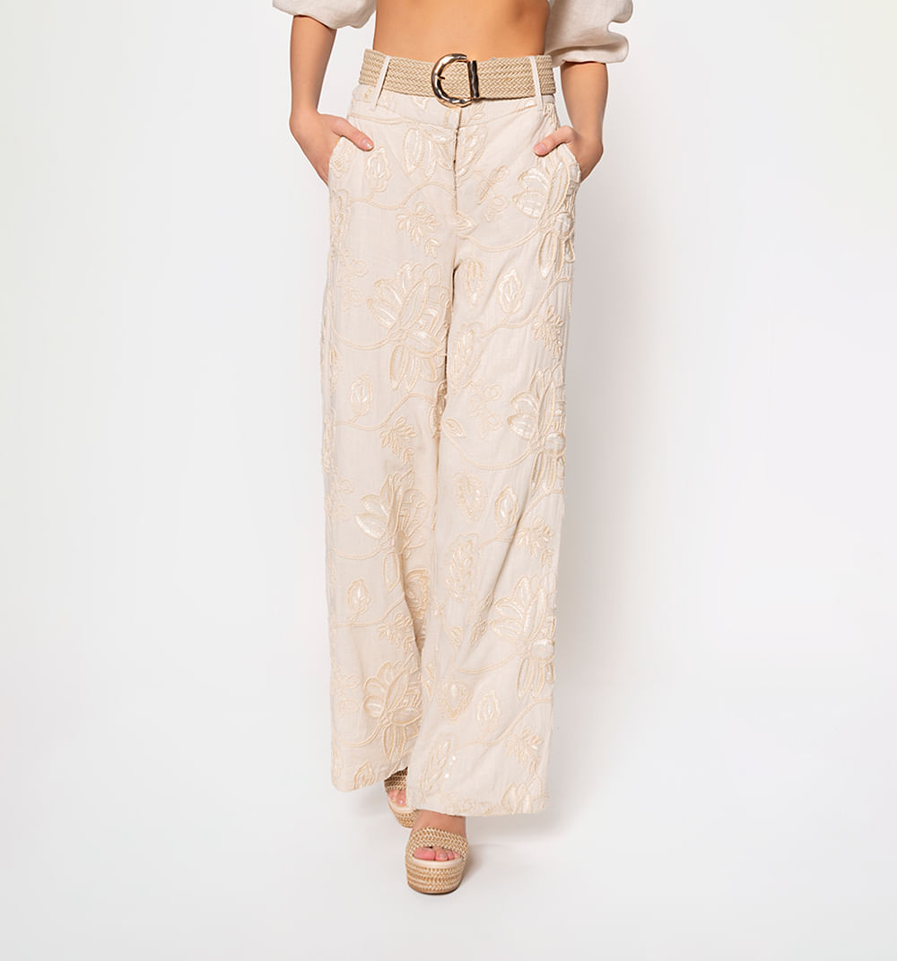 Pantalon Palazzo Tiro Alto Con Correa