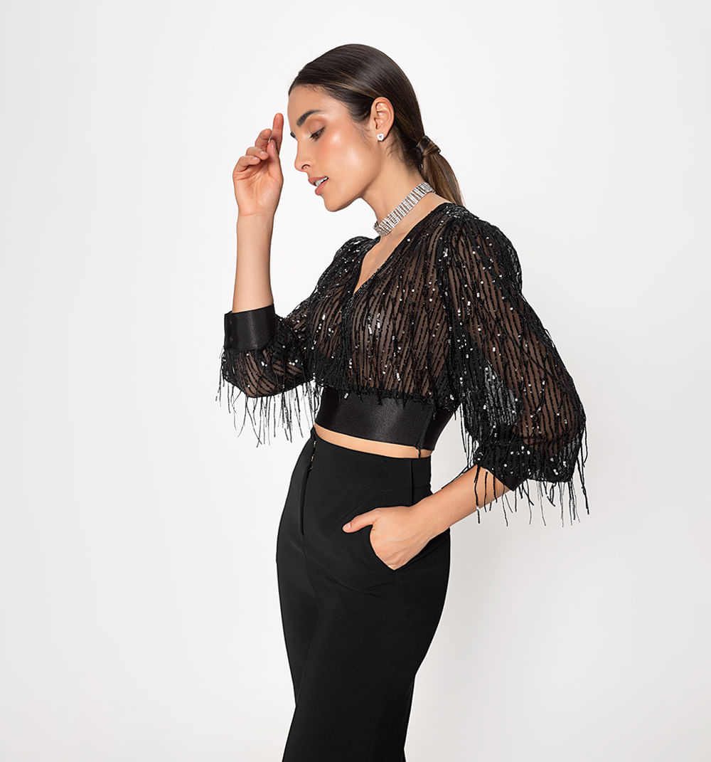 Blusa Manga 3/4 Con Frente Cruzado