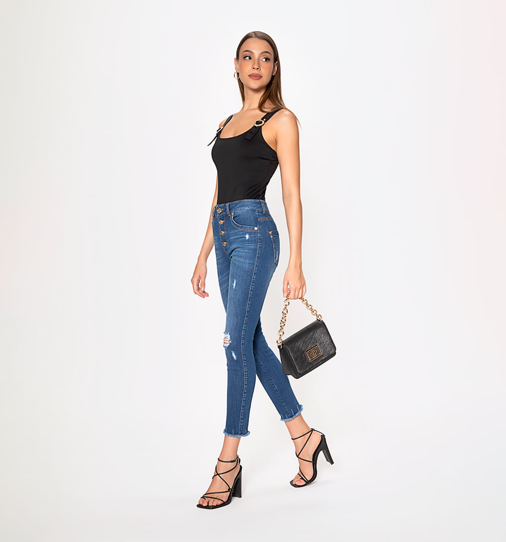 Jean Skinny Tiro Alto ,Cinco Bolsillos C