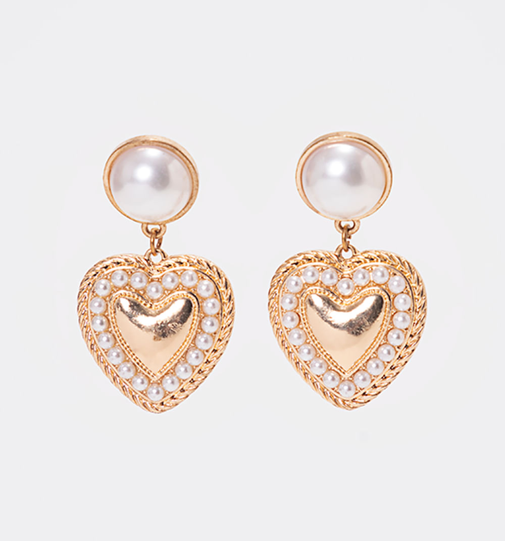 Aretes Corazon Y Perlas