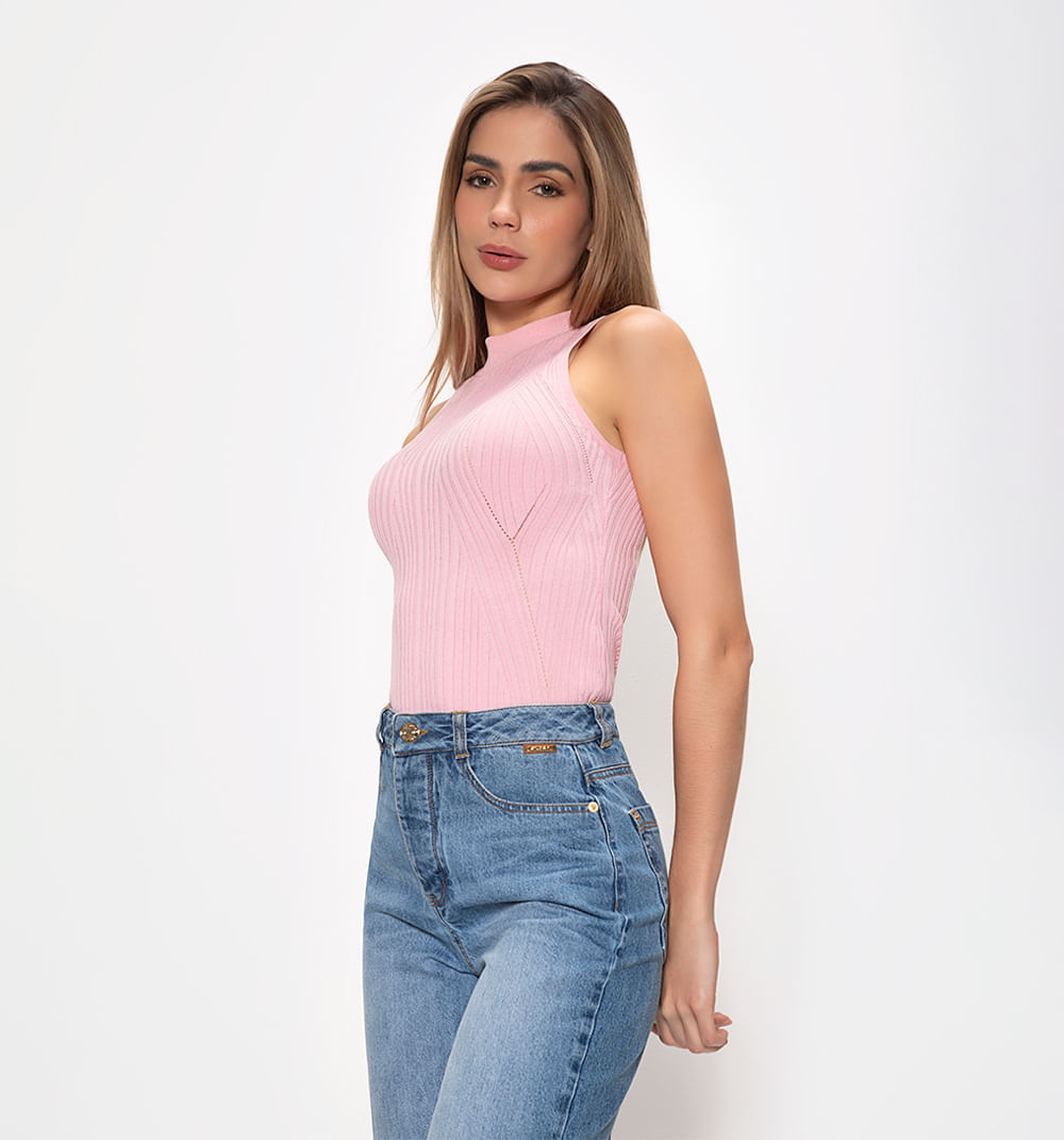 Blusa Manga Sisa Cuello Tortuga En Rib