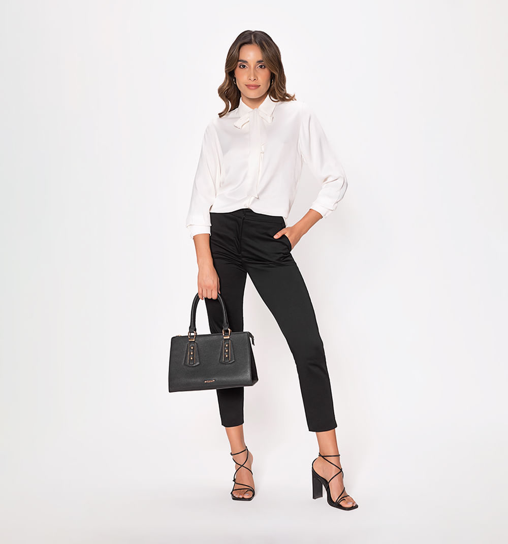 Blusa Camisera Manga Larga Con Corbata
