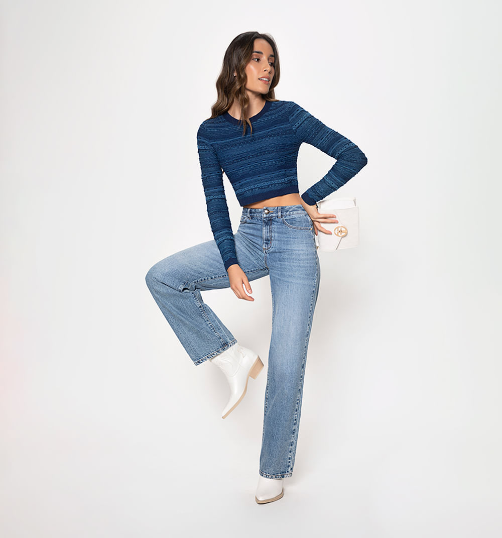 Sueter Tejido Efecto Denim